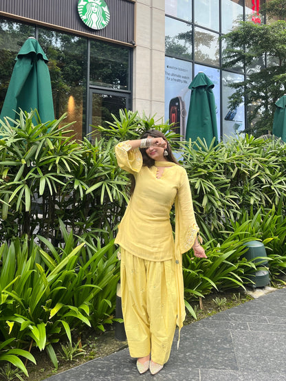 LEMON YELLOW HEART CO-ORD SET